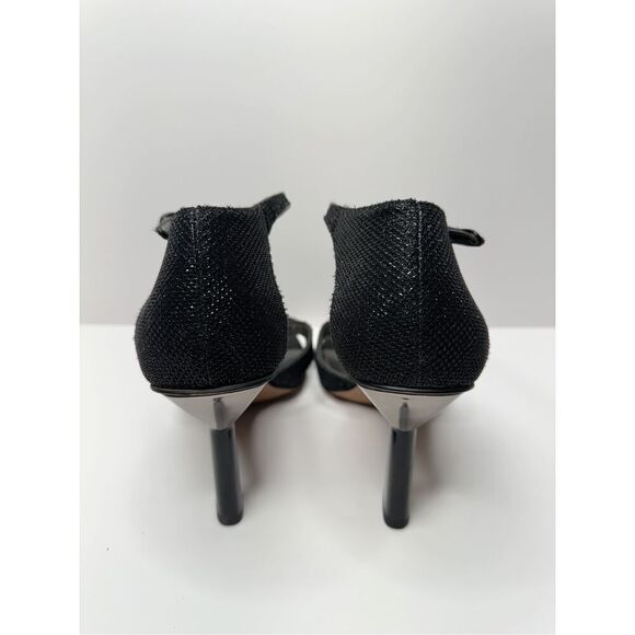 Franco Sarto Sandals Womens Size 9 Black Leather Ankle Strap Evening Heels - Picture 8 of 10